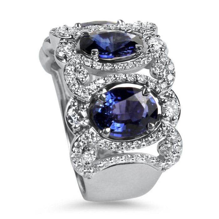 Unazë me diamant me halo, ar i bardhë 18K