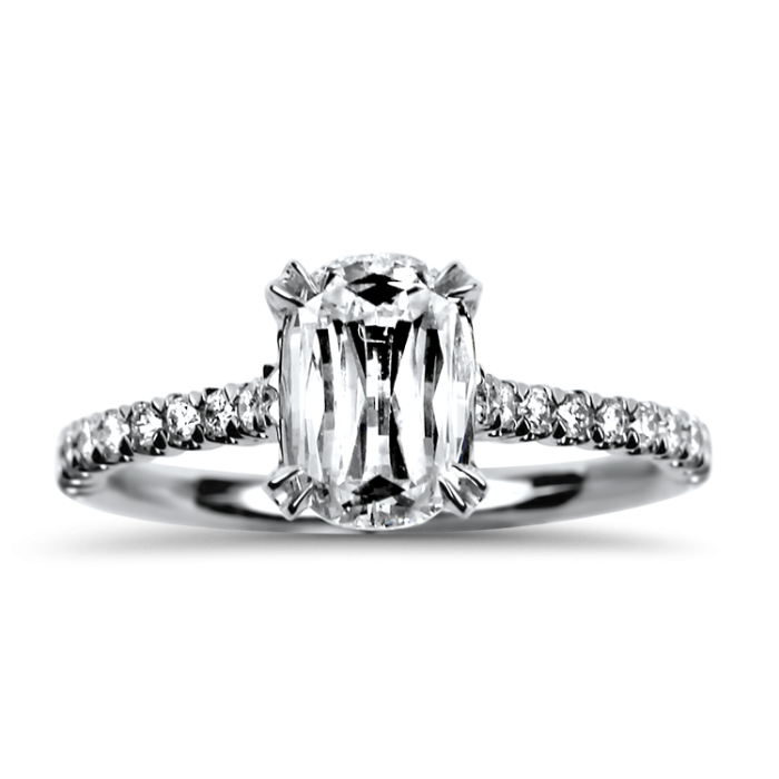 Unazë fejese me diamant, ar i bardhë 14K
