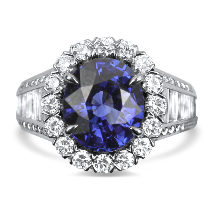 Unazë me diamant me halo, ar i bardhë 18K