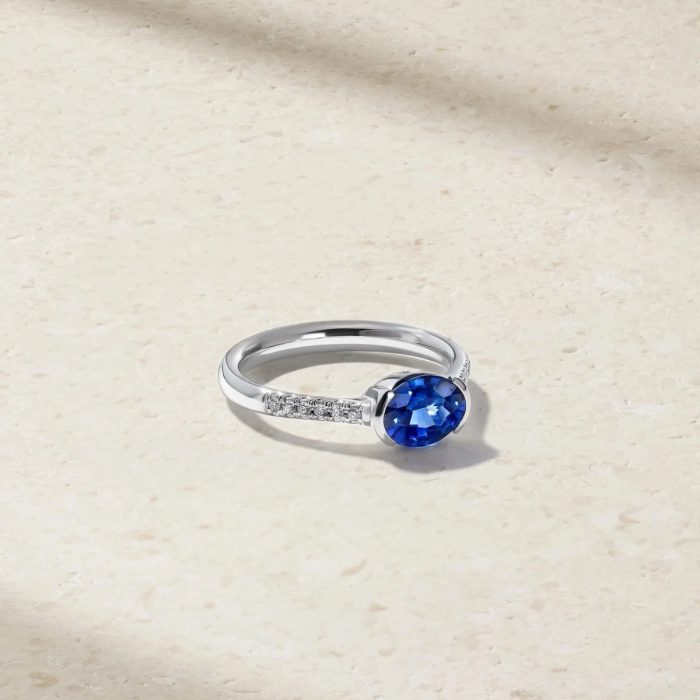 Unazë me diamant me rrethim, ar i bardhë 18K
