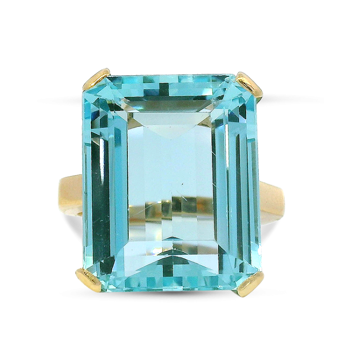Unazë me akuamarin, ar i verdhë 14K