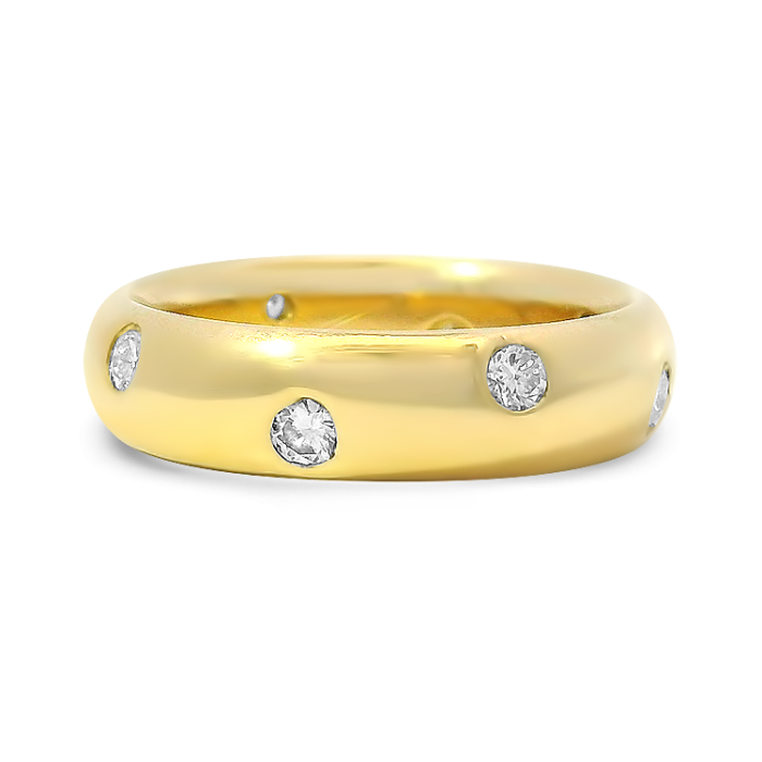 Unazë me diamant i shpërndarë, ar i verdhë 14K