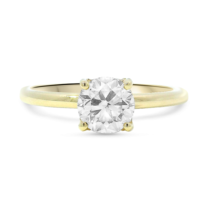 Unazë me diamant solitaire, ar i verdhë 18K