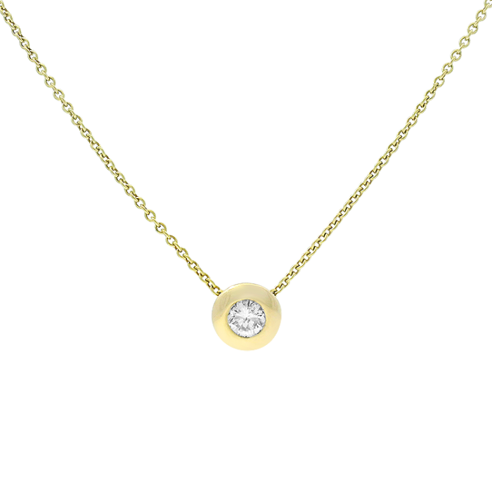 Qafore me diamant me rrethim, ar i verdhë 18K
