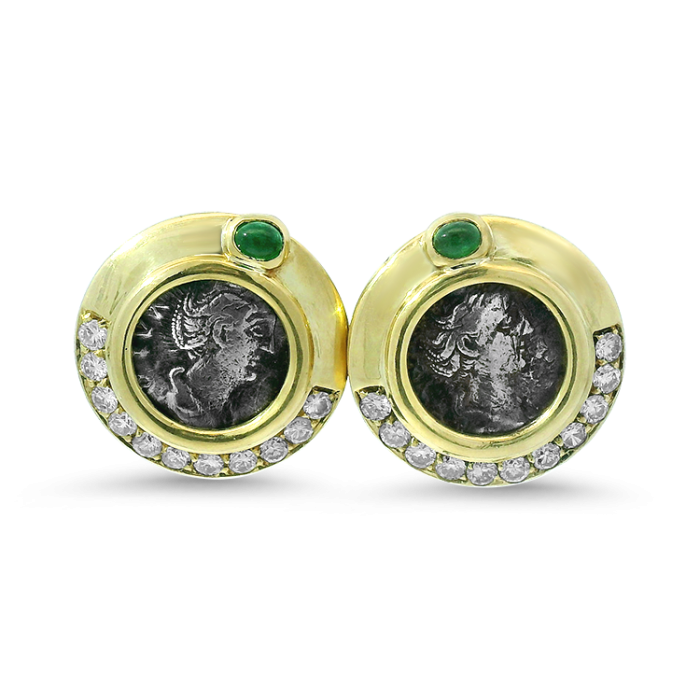 Vathë me diamant me monedhë, ar i verdhë 18K