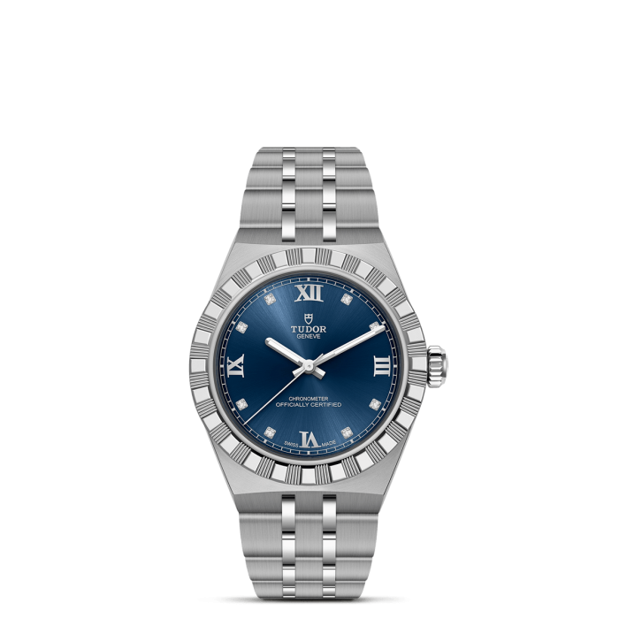 Tudor Royal 30mm Blue Diamond Dial Stainless Steel Bracelet M2830A1A0 0001
